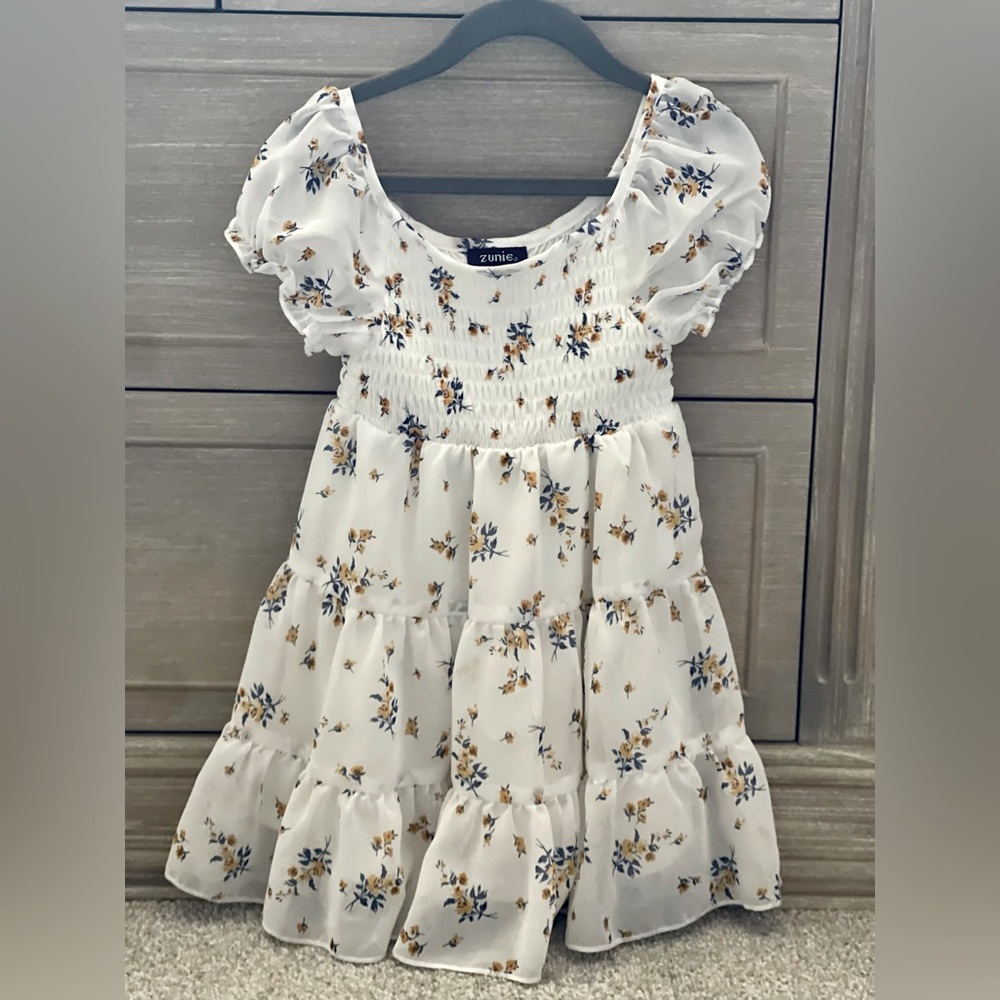Zunie White Floral Kids Dress